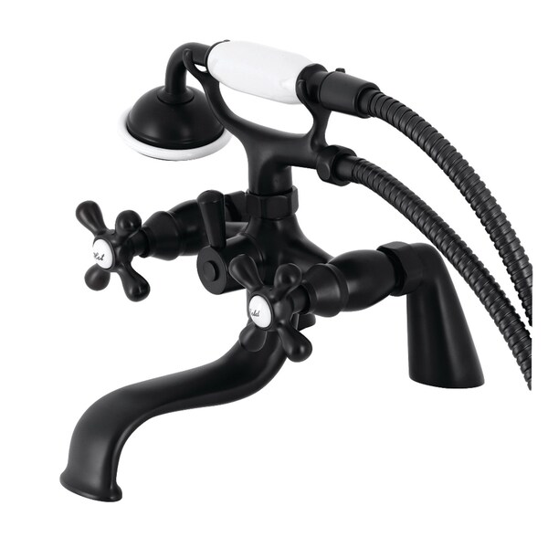 Kingston Brass KS227MB Deck Mount Clawfoot Tub Faucet with Hand Shower, Matte Black KS227MB - main